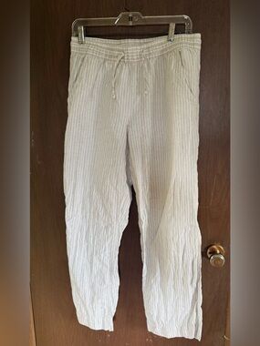 LLBean Light Beige Striped Linen Pants